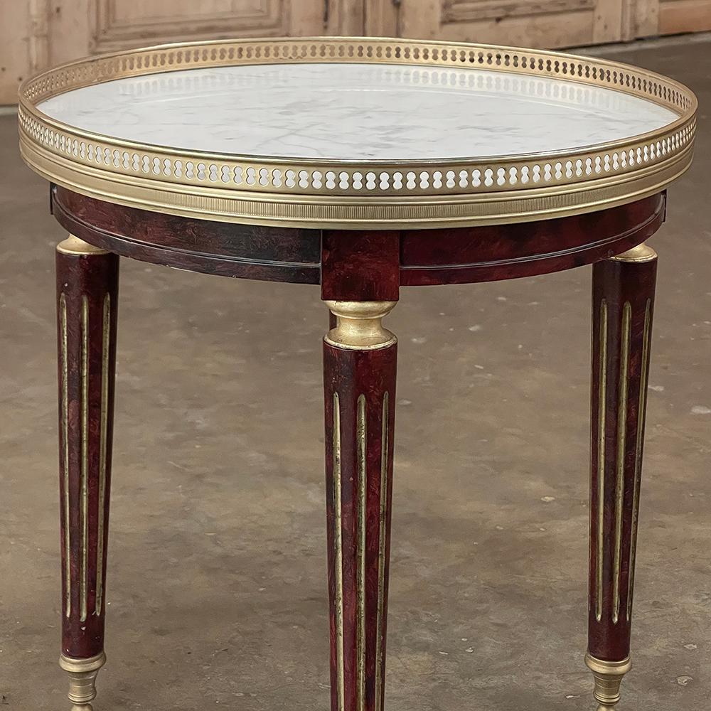 Antique French Directoire Style Bouillotte Side Table with Carrara Marble For Sale 10