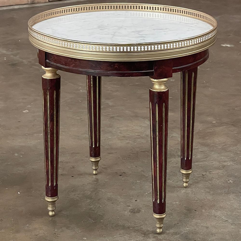 Antique French Directoire Style Bouillotte Side Table with Carrara Marble In Good Condition For Sale In Dallas, TX