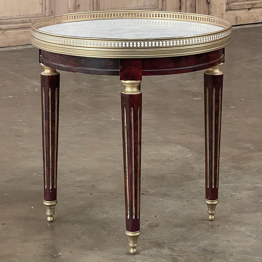 20th Century Antique French Directoire Style Bouillotte Side Table with Carrara Marble For Sale