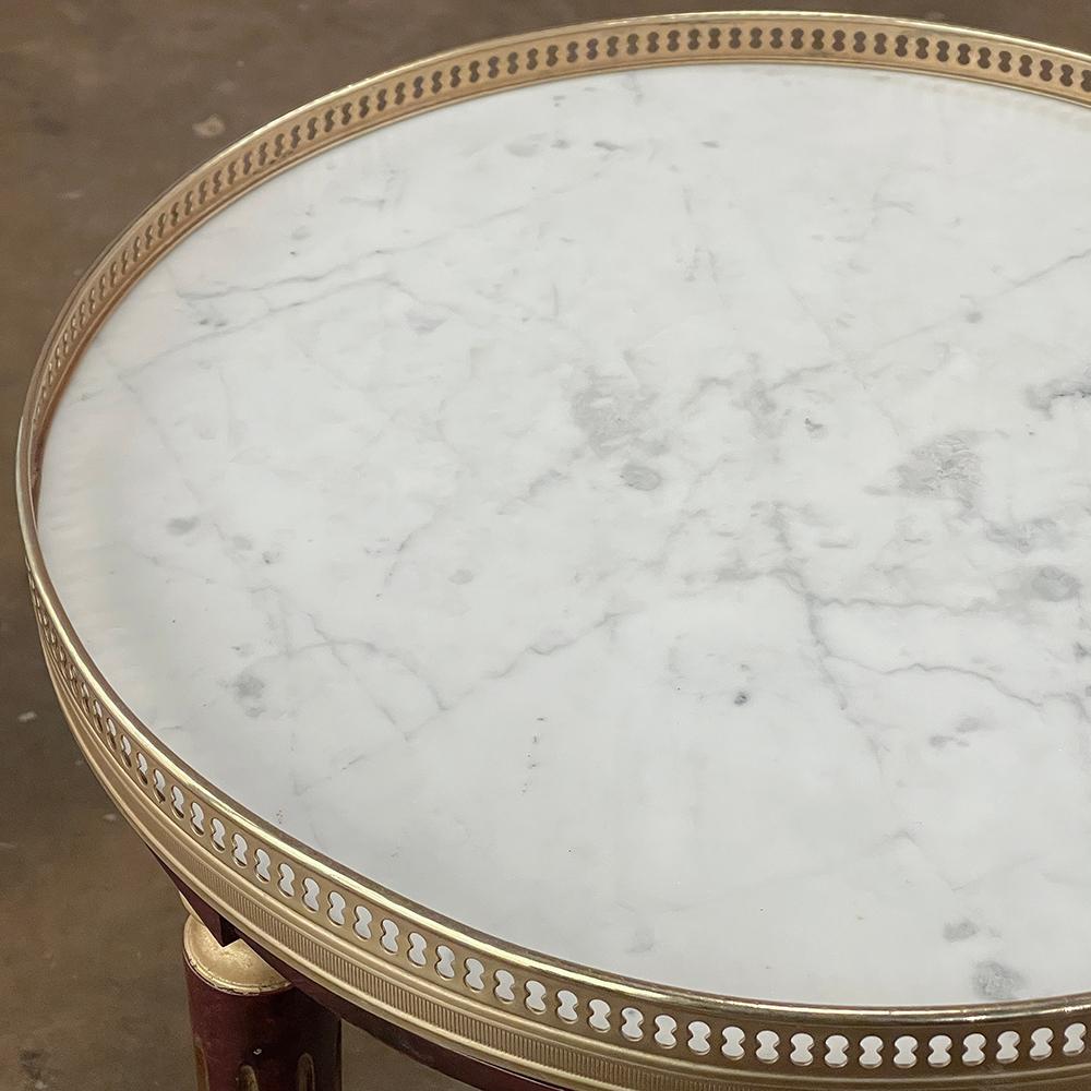 Antique French Directoire Style Bouillotte Side Table with Carrara Marble For Sale 1