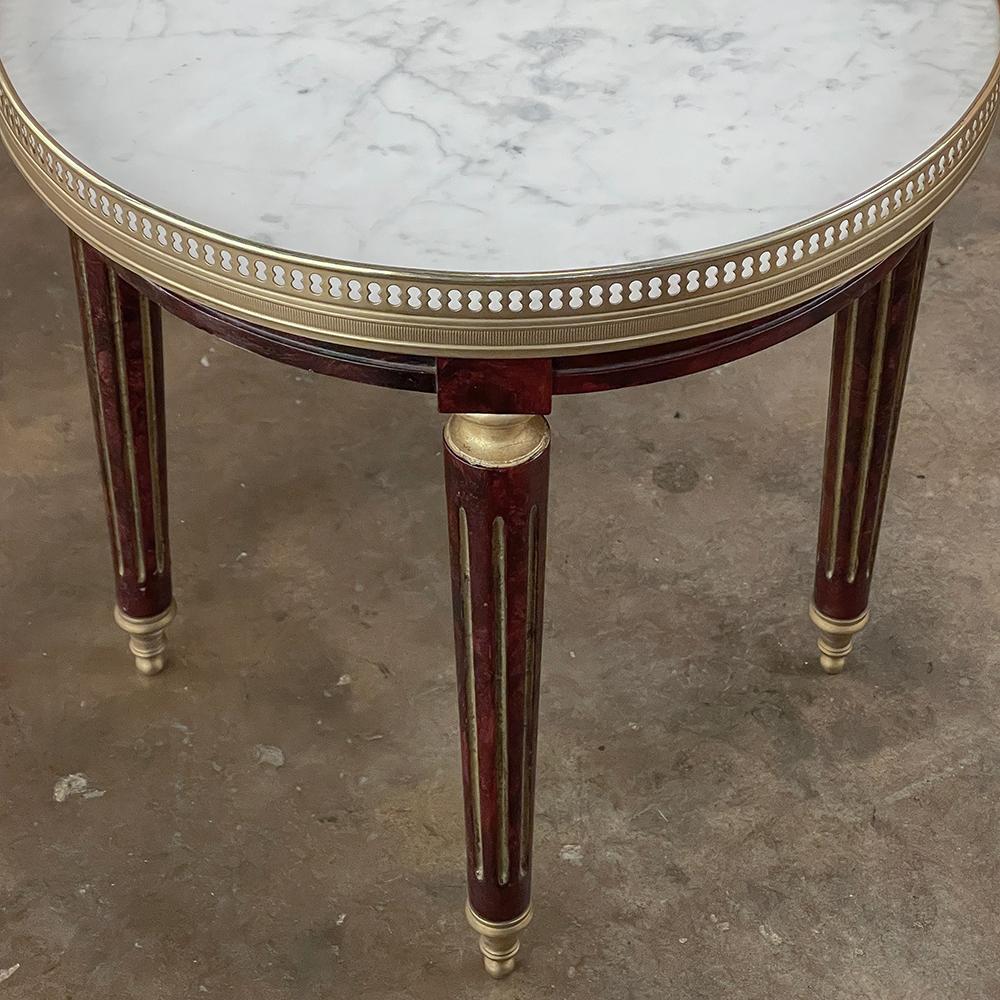 Antique French Directoire Style Bouillotte Side Table with Carrara Marble For Sale 3