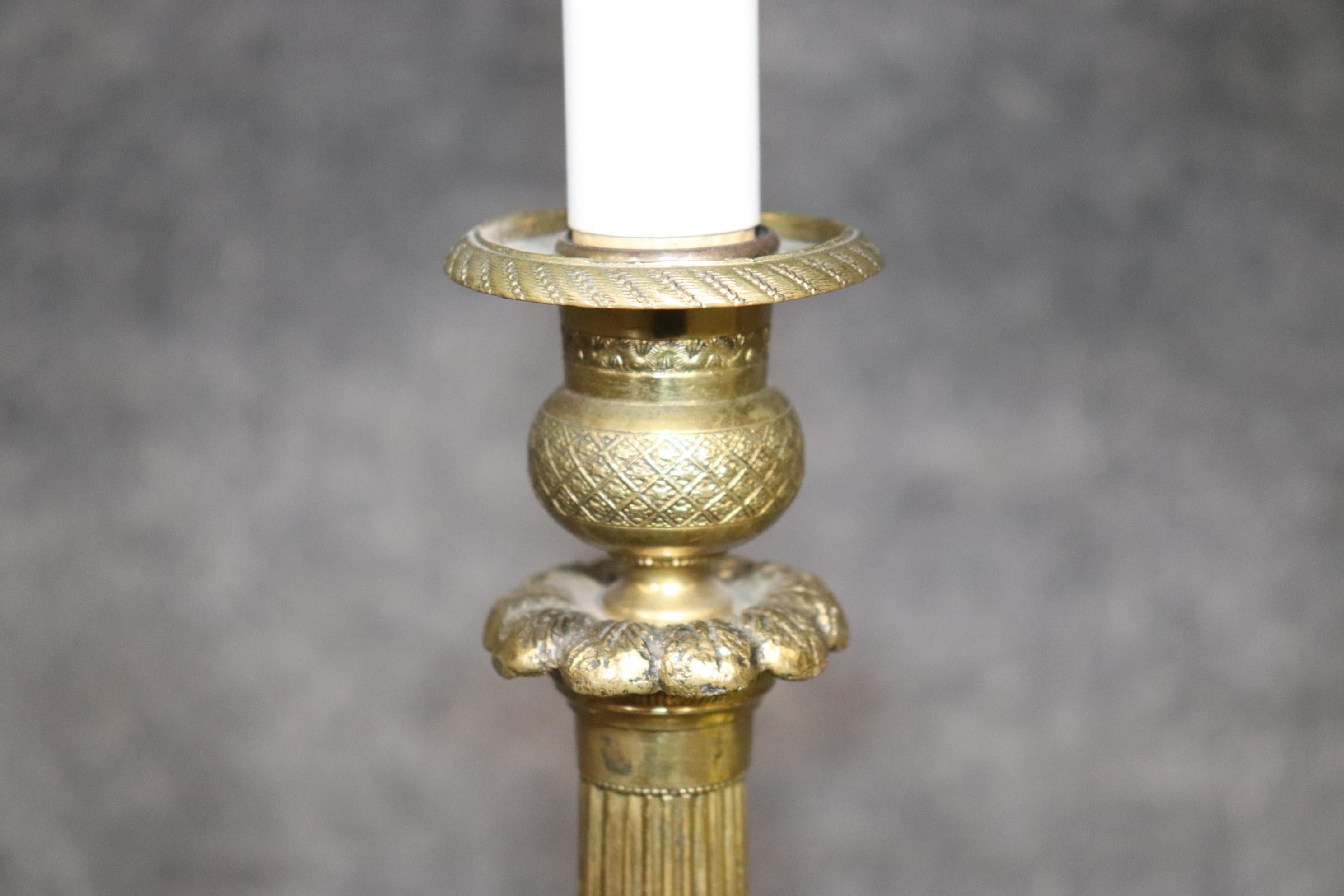 Antique French Directoire Style Brass Table Bedside Lamps 5