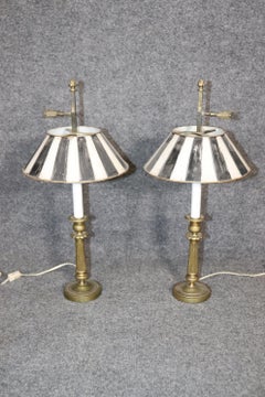 Antique French Directoire Style Brass Table Bedside Lamps