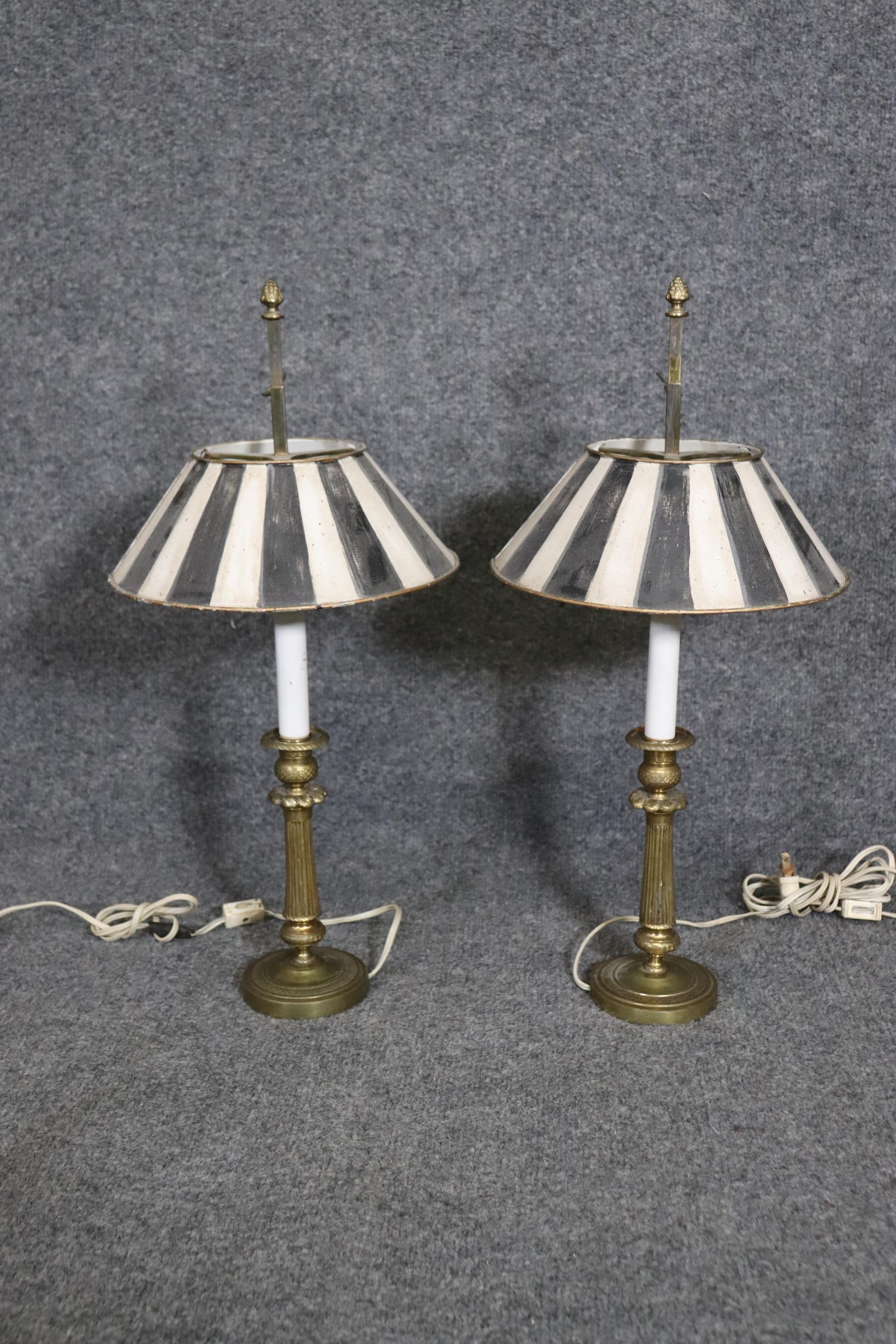 Early 20th Century Antique French Directoire Style Brass Table Bedside Lamps