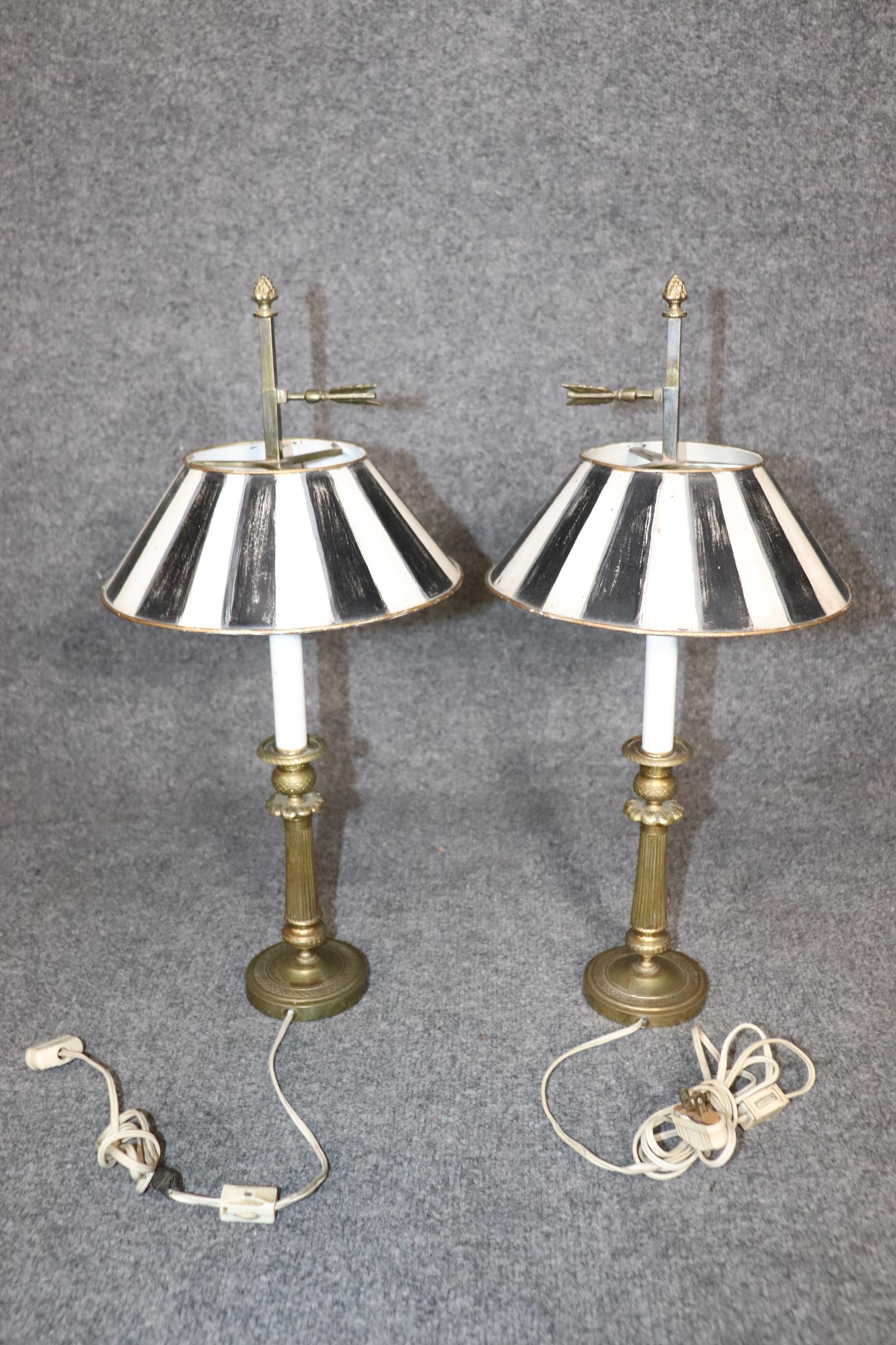 Antique French Directoire Style Brass Table Bedside Lamps 2
