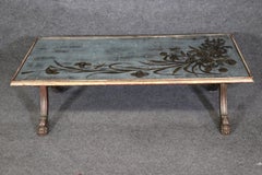 Antique French Directoire Style Eglomise Gilt Coffee Table Attributed to Jansen