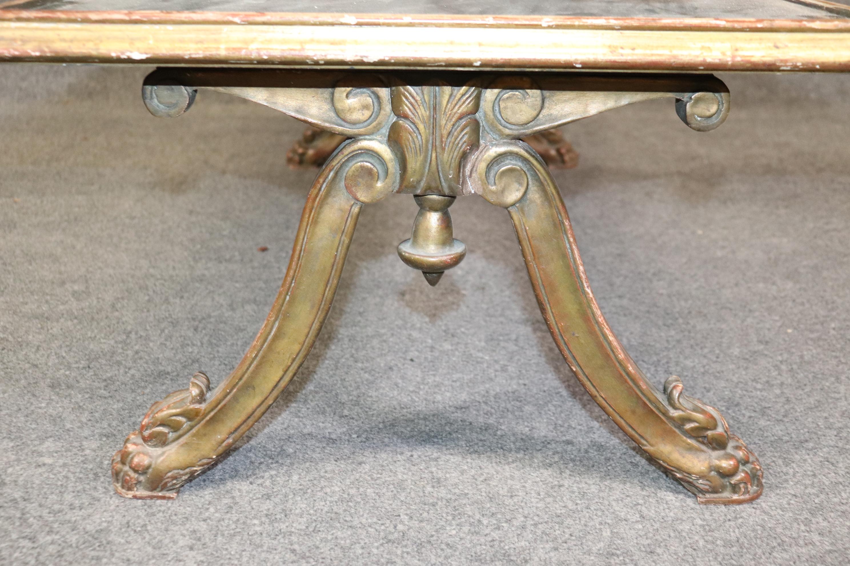 20th Century Antique French Directoire Style Eglomise Gilt Coffee Table Attributed to Jansen For Sale
