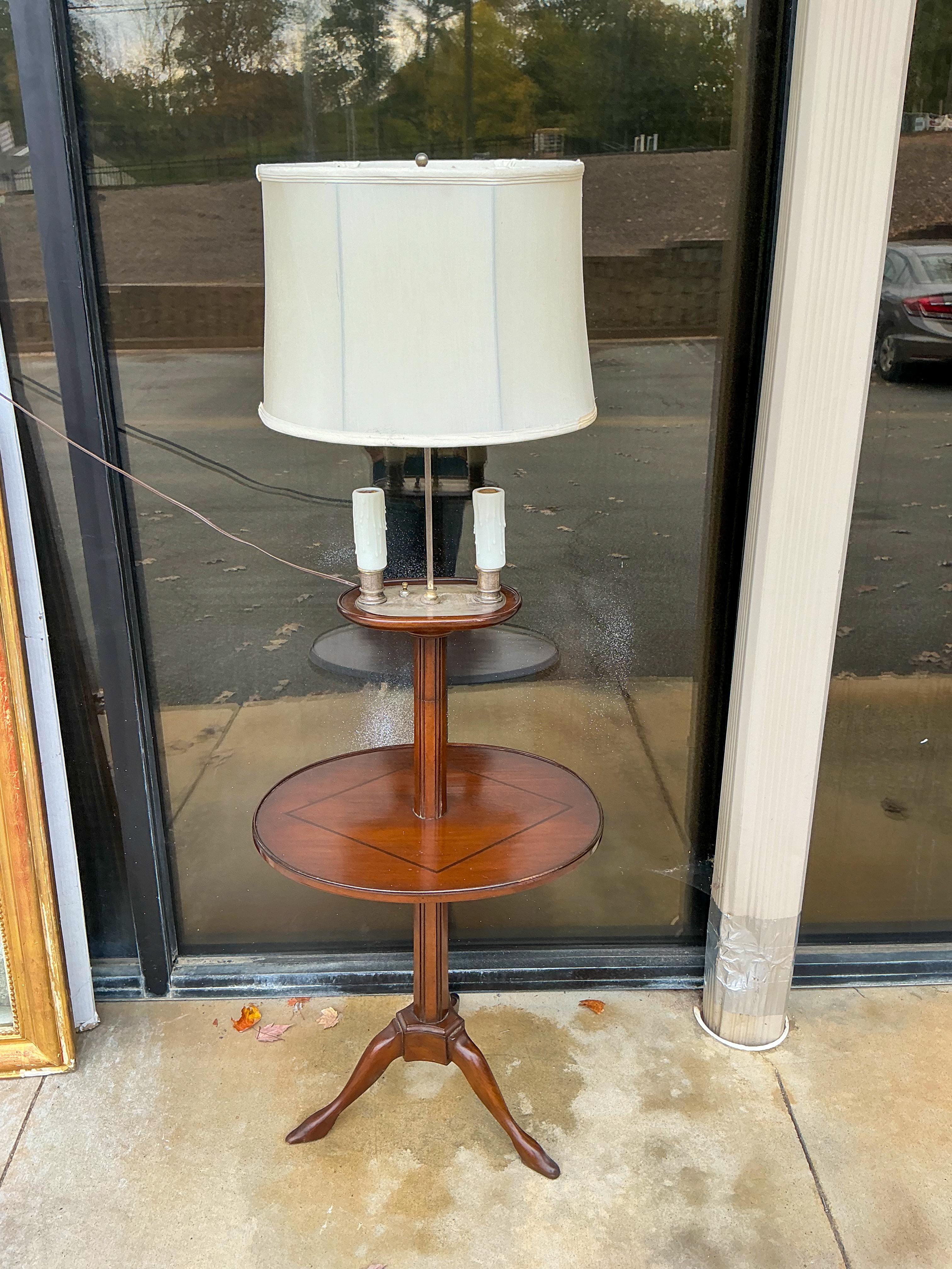 Français Antique French Directoire Style Floor Lamp W/ Table And Candelabra en vente
