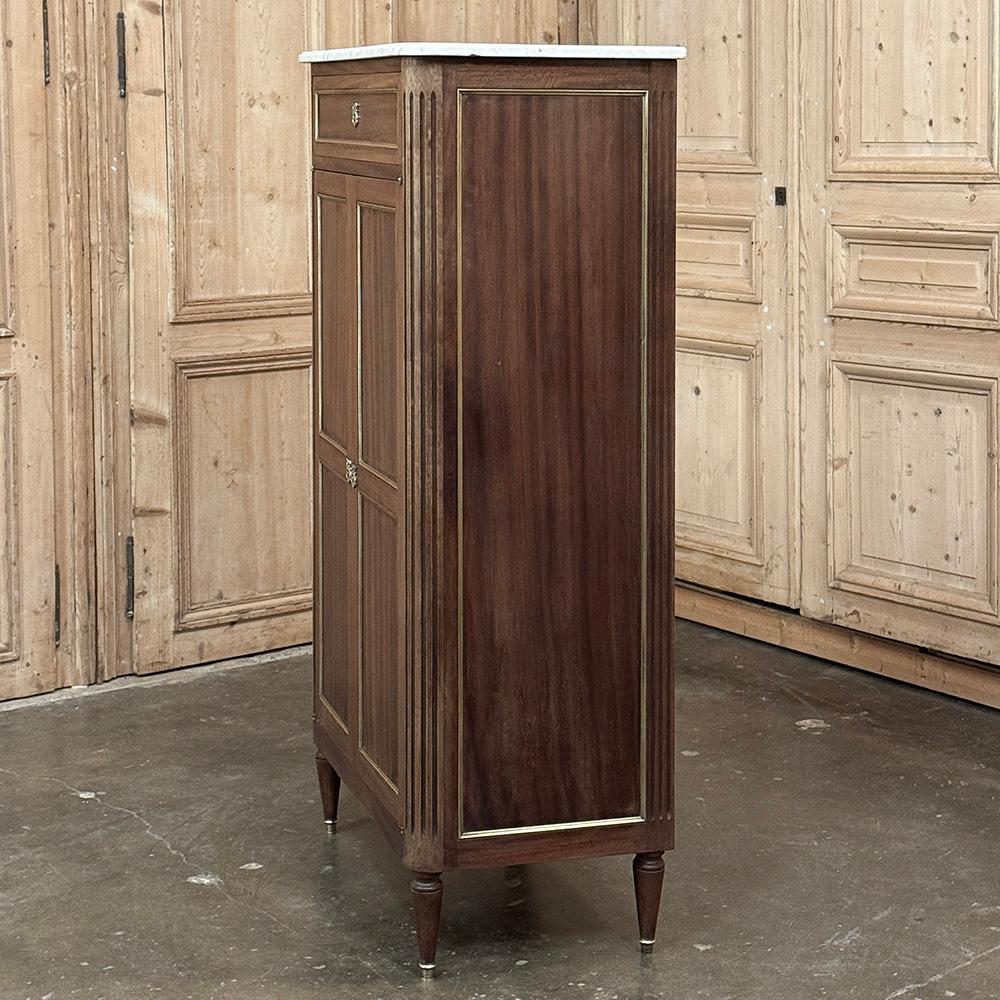 Antiguo Armario de Caoba Estilo Directoire Francés con Mármol de Carrara en venta 5