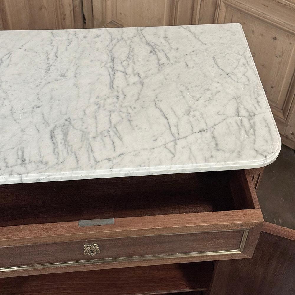 Antiguo Armario de Caoba Estilo Directoire Francés con Mármol de Carrara en venta 10