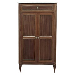 Antique French Directoire Cabinet in mogano con marmo di Carrara