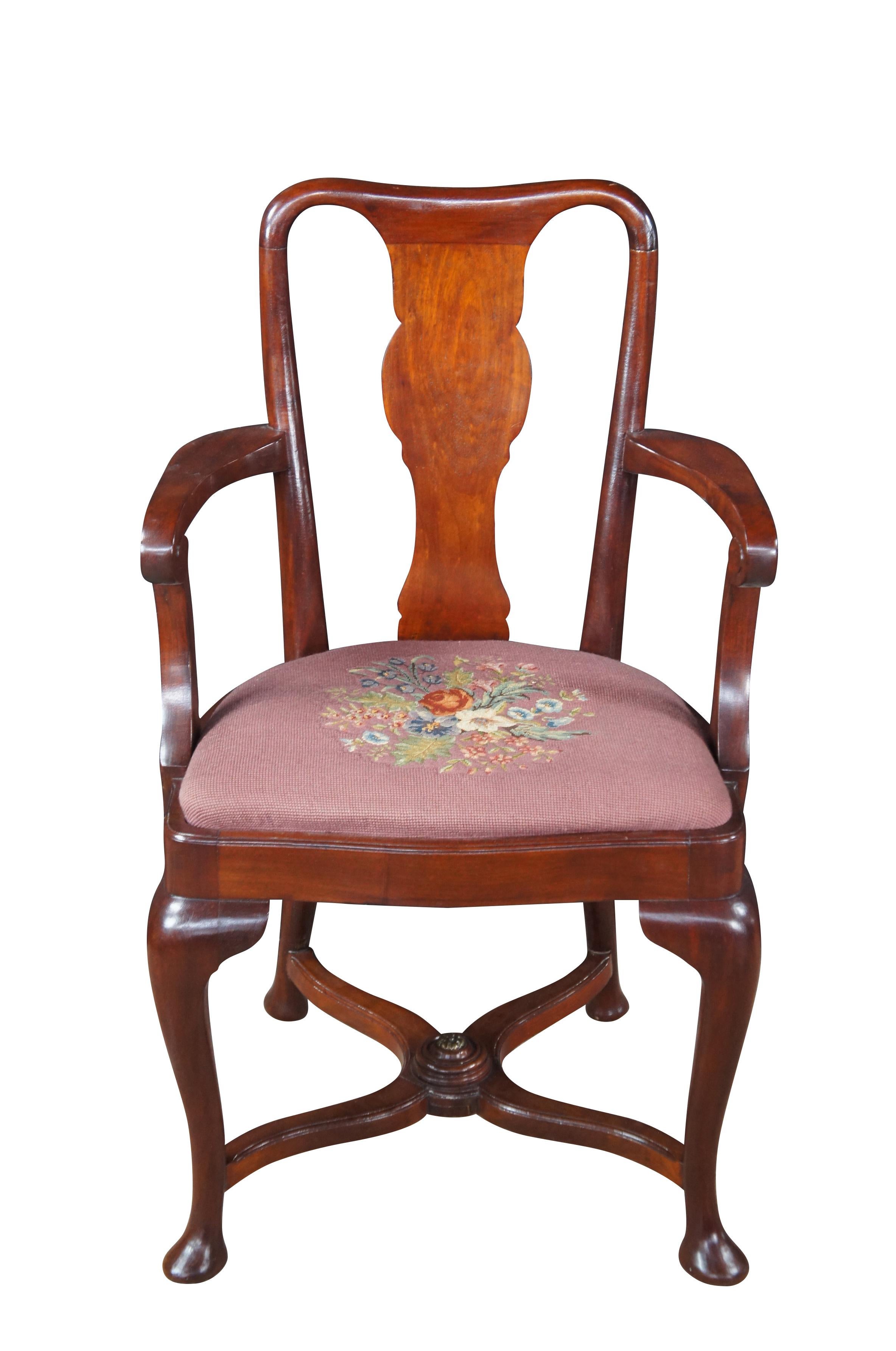 Direttorio Antique French Directoire Style Mahogany Dining Arm Desk Chair Seduta a punto d'ago in vendita