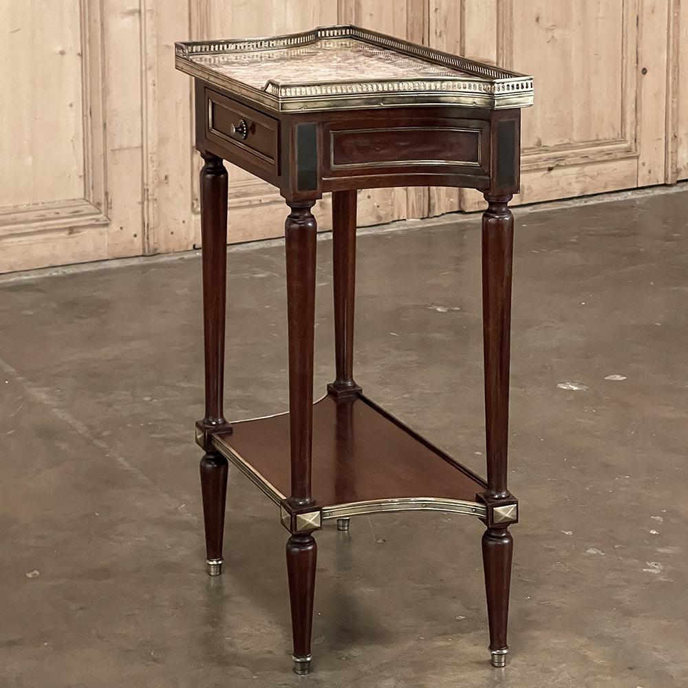 Antique French Directoire Style Mahogany Marble Top End Table, Nightstand For Sale 4