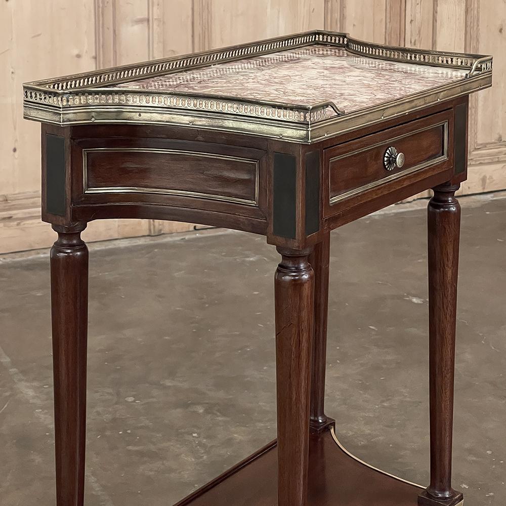 Antique French Directoire Style Mahogany Marble Top End Table, Nightstand For Sale 5