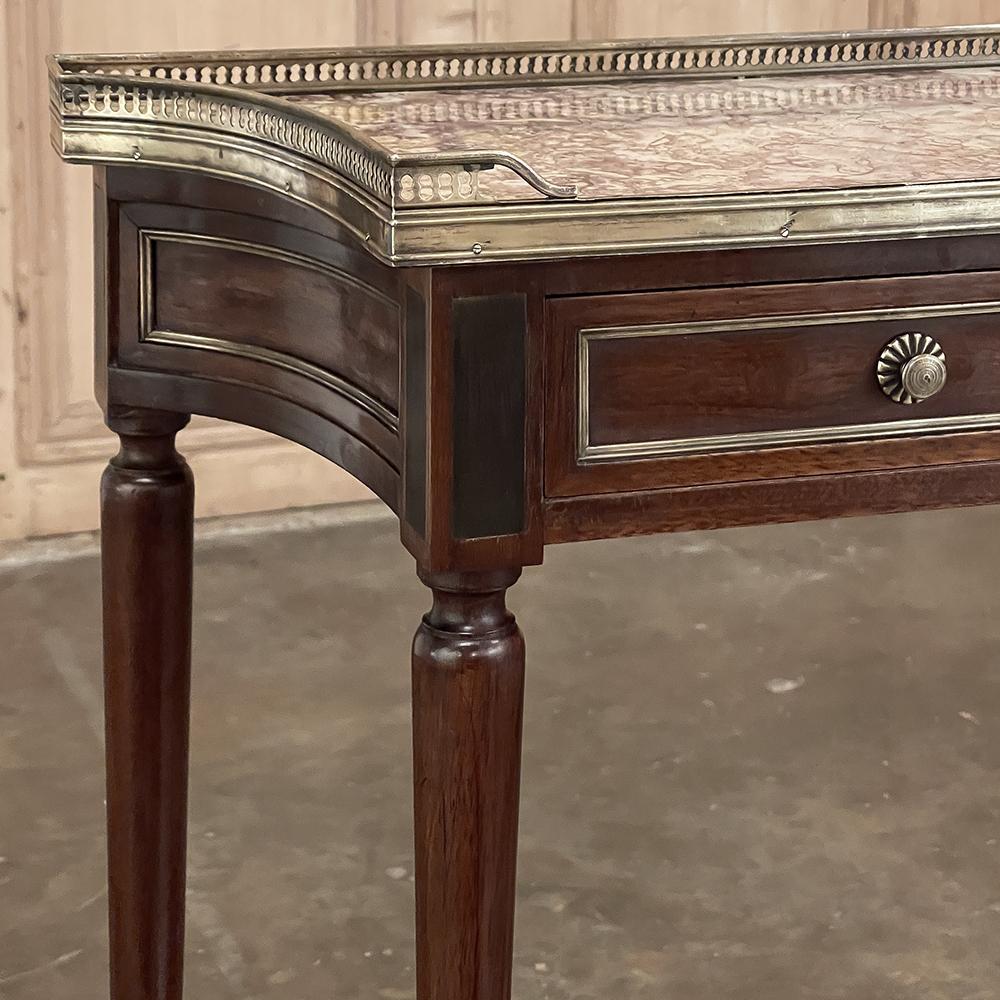 Antique French Directoire Style Mahogany Marble Top End Table, Nightstand For Sale 7