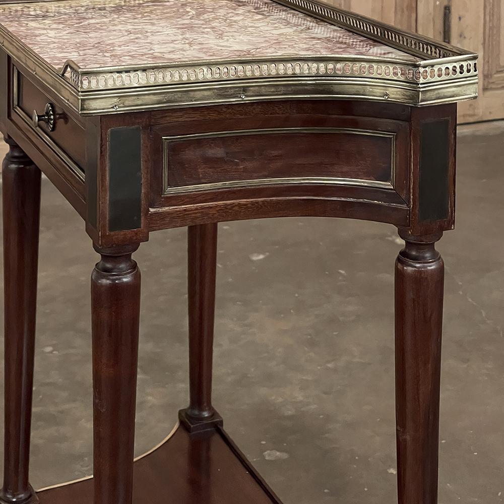 Antique French Directoire Style Mahogany Marble Top End Table, Nightstand For Sale 11