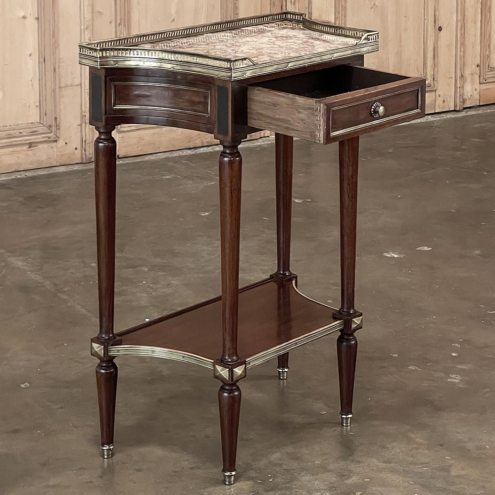 Antique French Directoire Style Mahogany Marble Top End Table, Nightstand For Sale 2