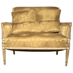 Antique French Directoire Style Painted Marquise Armchair, Circa 1870.