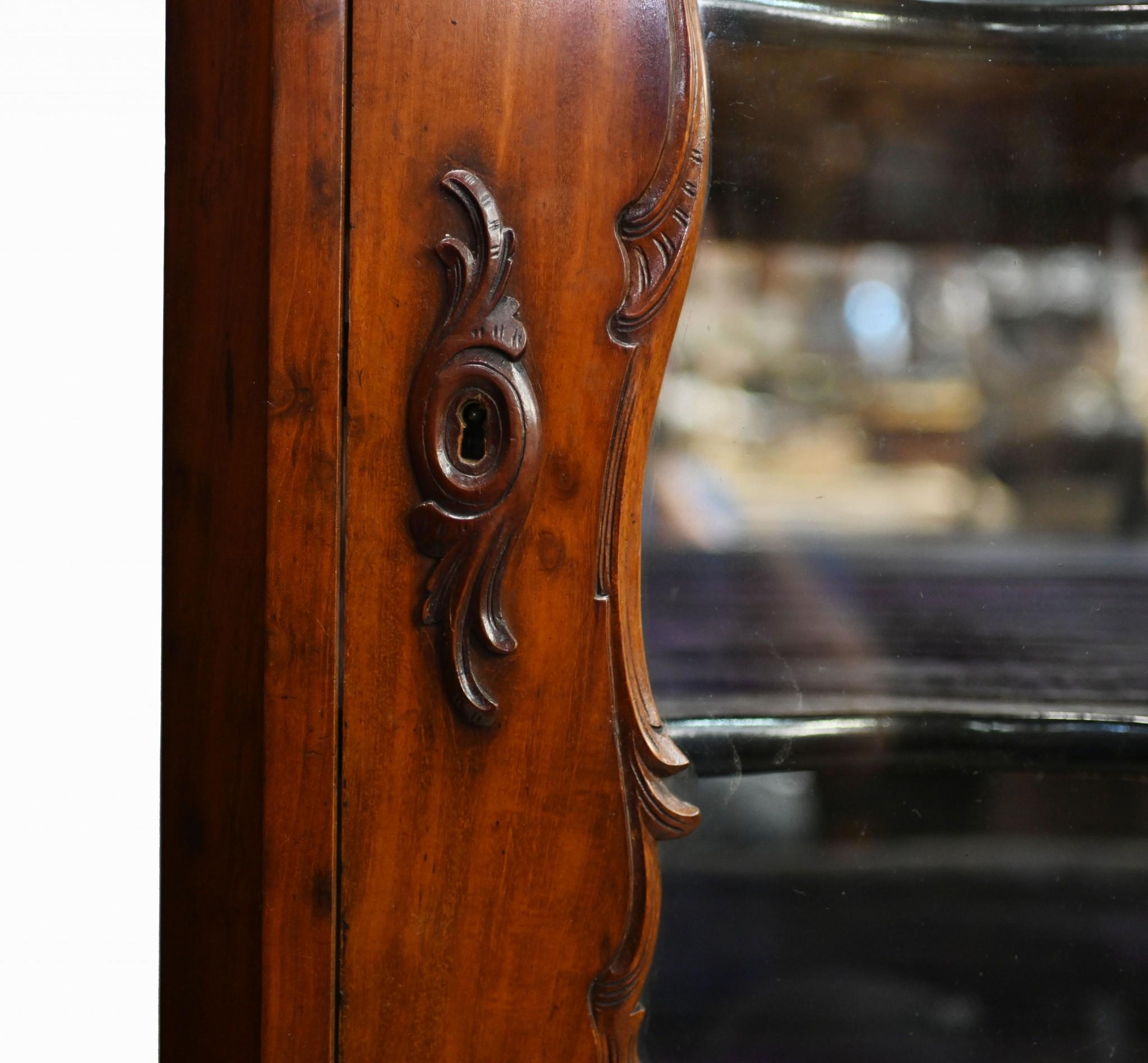 Antique French Display Cabinet Rustic Mahogany Vitrine 1840 in vendita 6