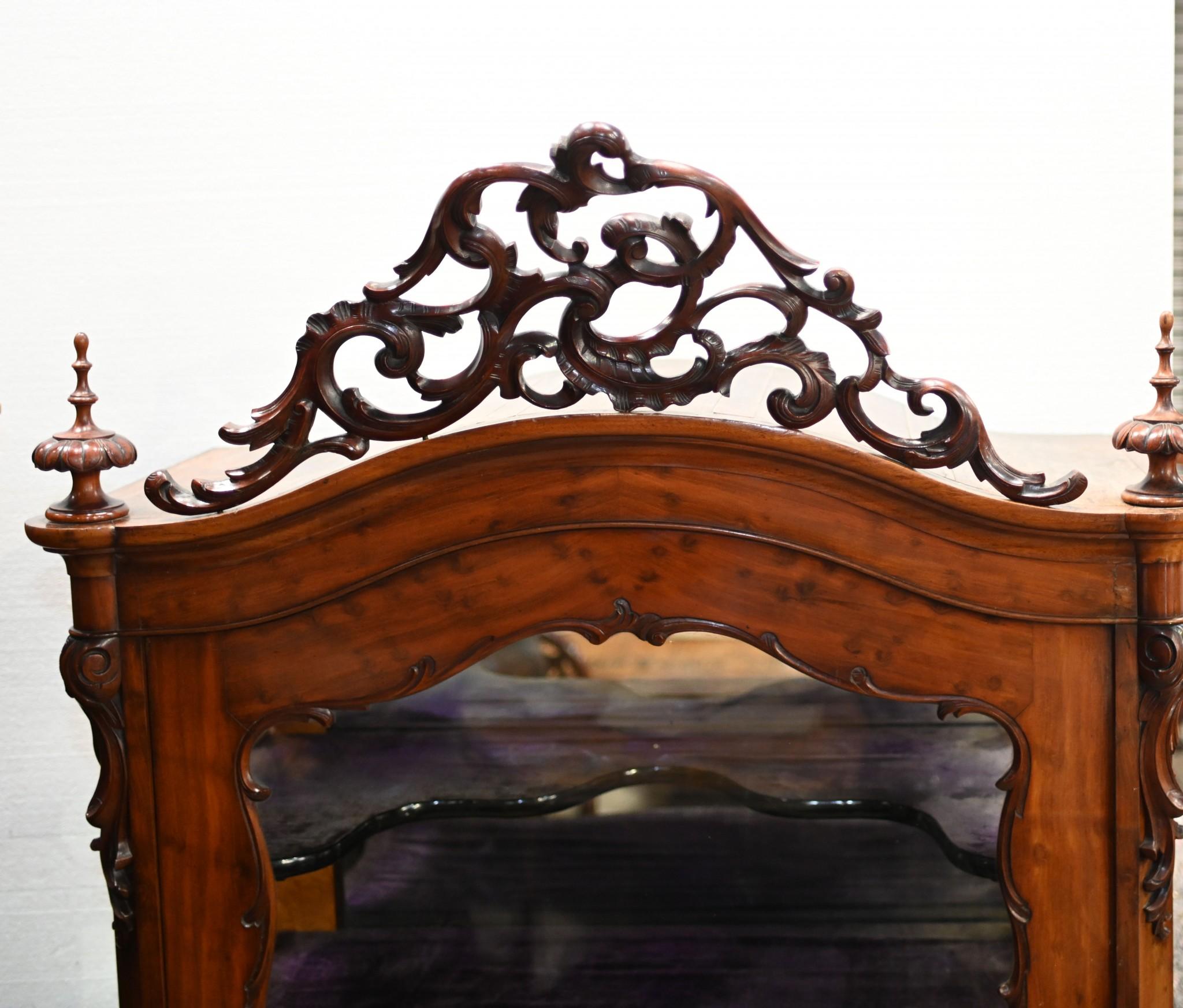 Antique French Display Cabinet Rustic Mahogany Vitrine 1840 in vendita 11
