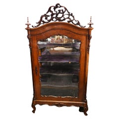 Antique French Display Cabinet Rustic Mahogany Vitrine 1840