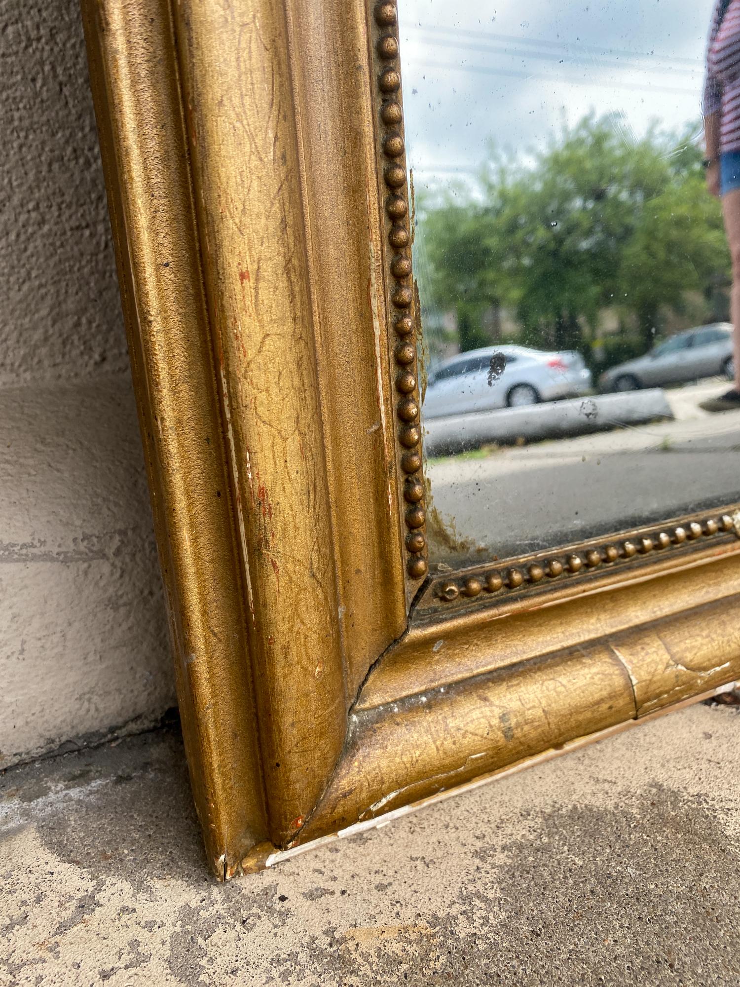 Antique French Distressed Gilt Louis Philippe Mirror 8