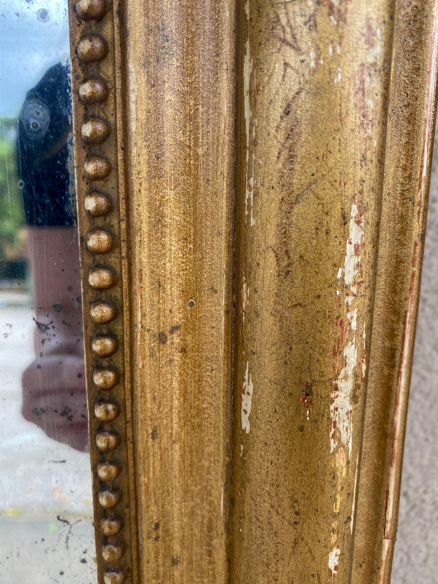 Antique French Distressed Gilt Louis Philippe Mirror 10