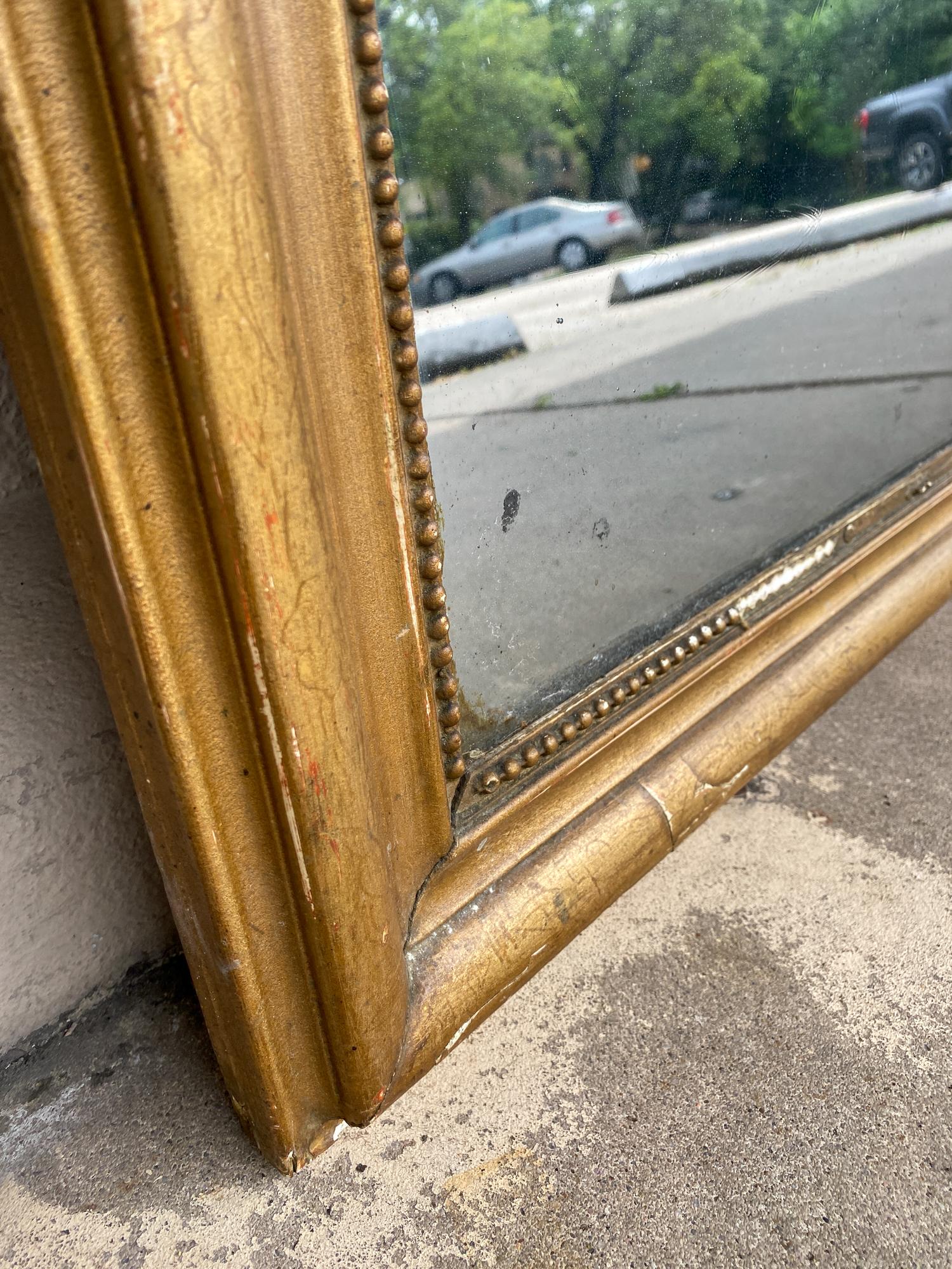 Antique French Distressed Gilt Louis Philippe Mirror 12
