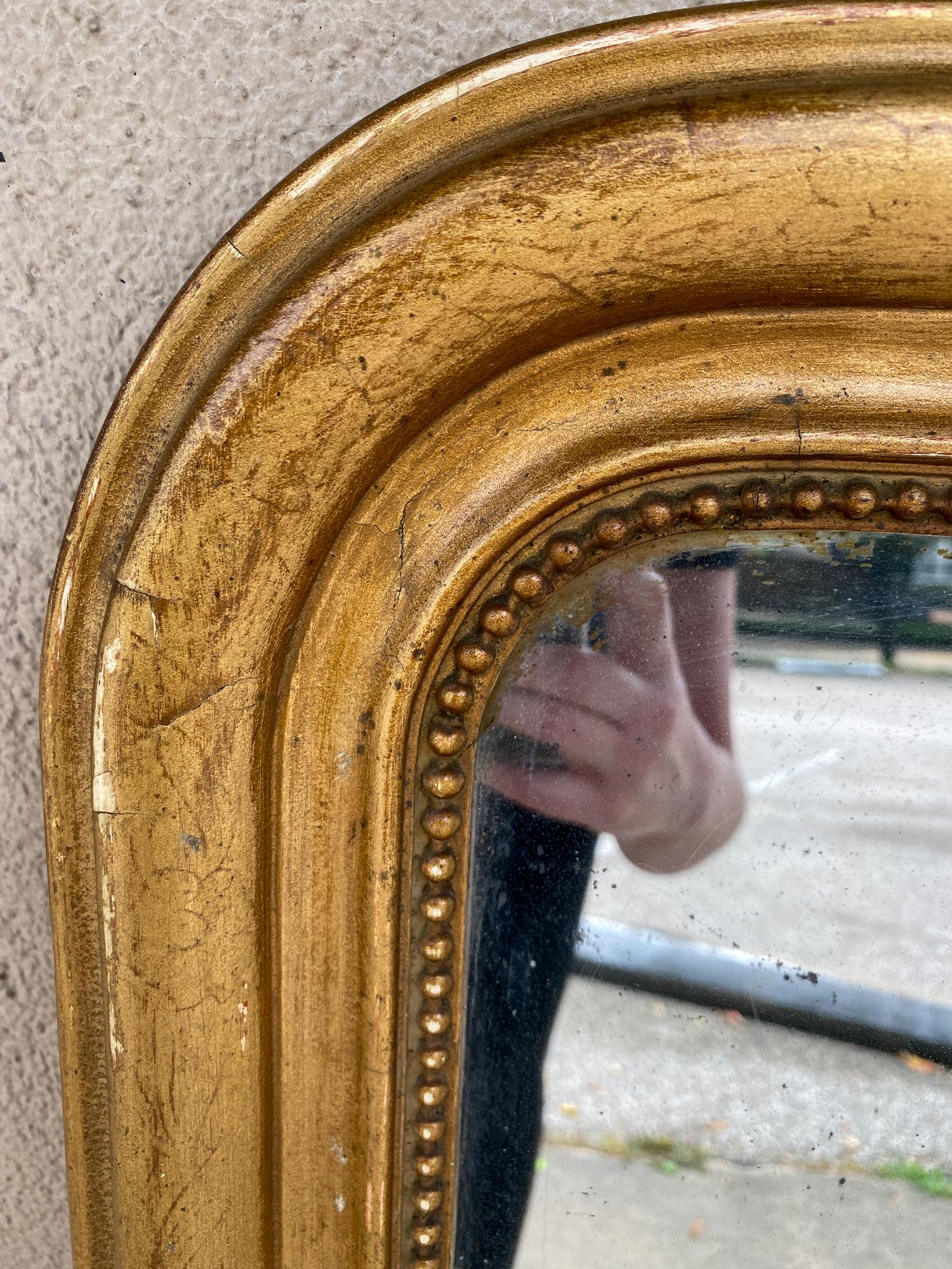 Antique French Distressed Gilt Louis Philippe Mirror 3