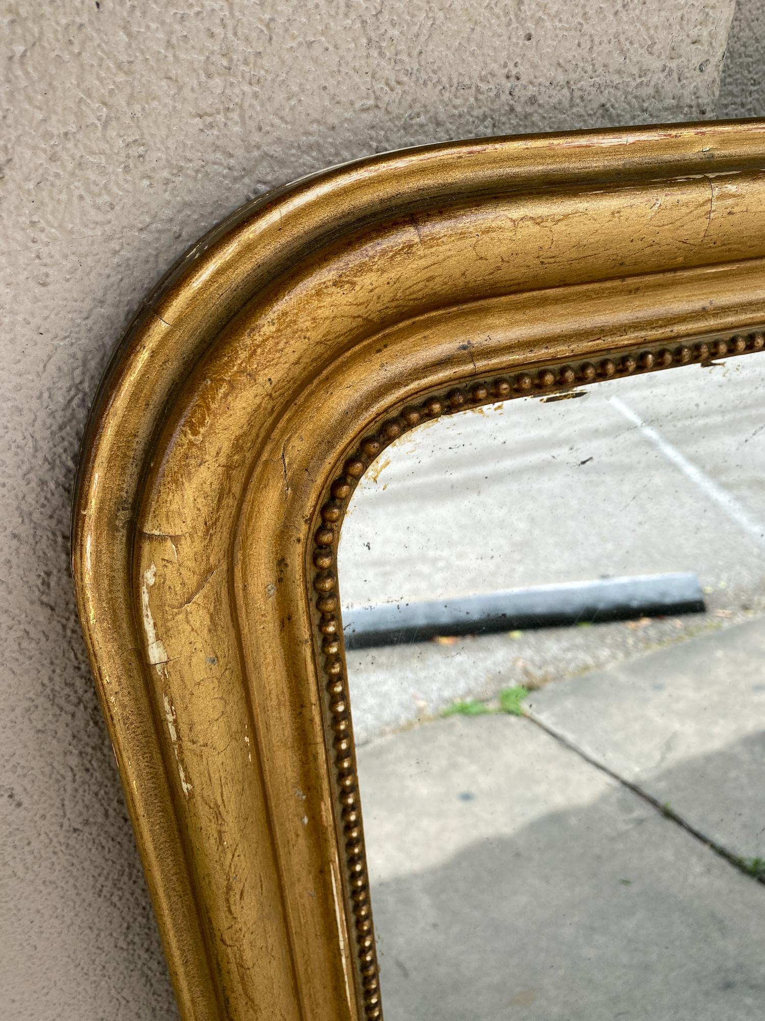 Antique French Distressed Gilt Louis Philippe Mirror 4