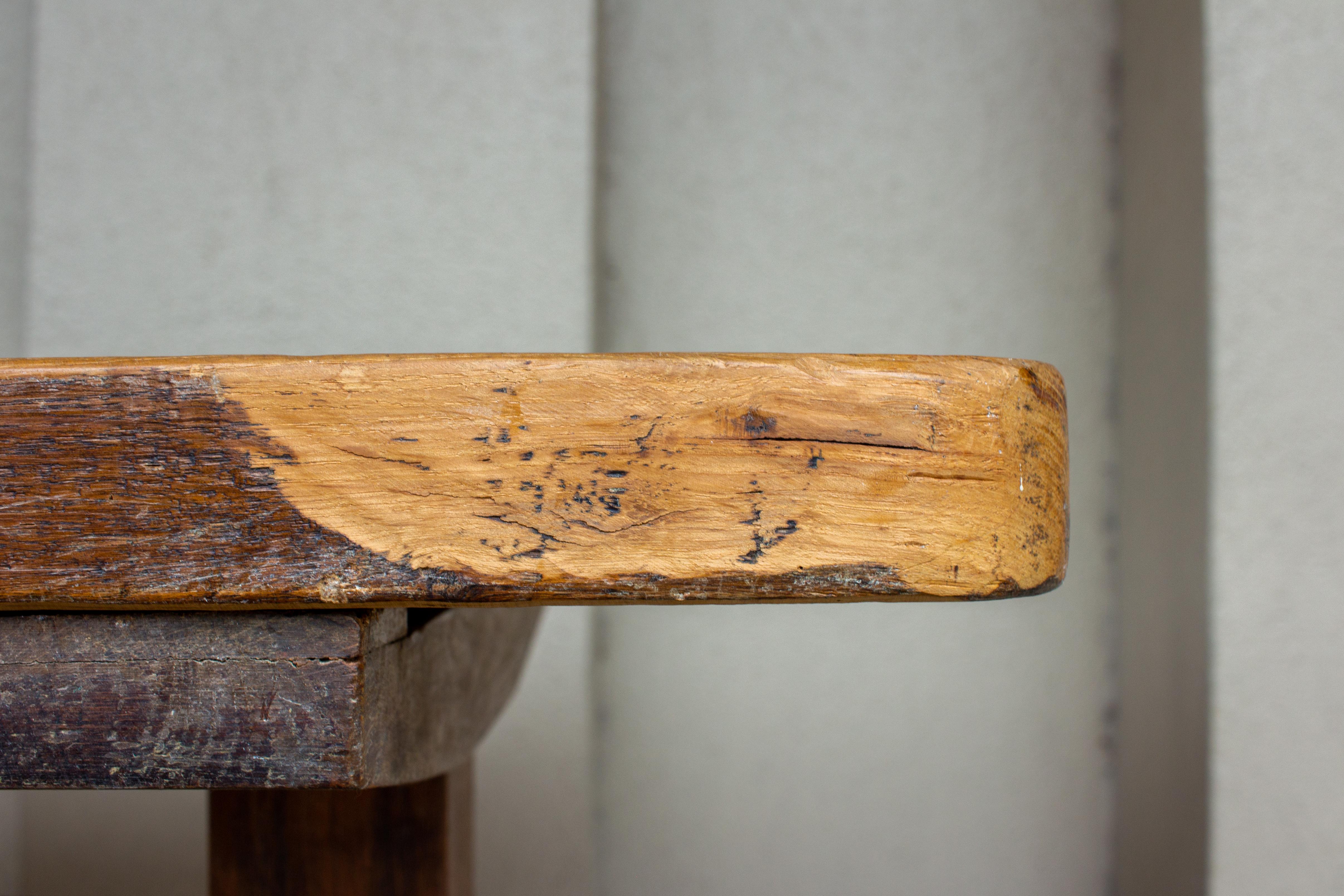 Antique French Distressed Wood Console Table 7