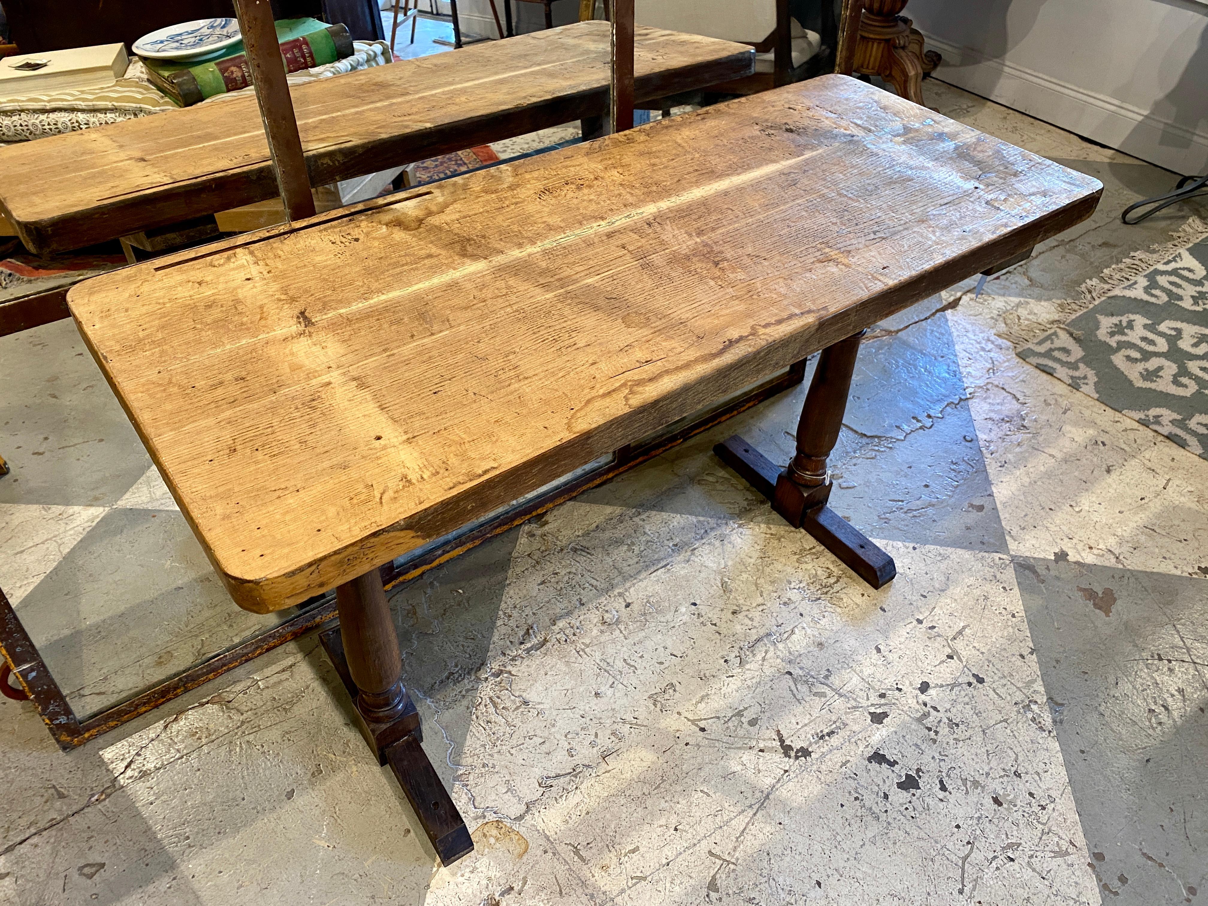 Antique French Distressed Wood Console Table 10