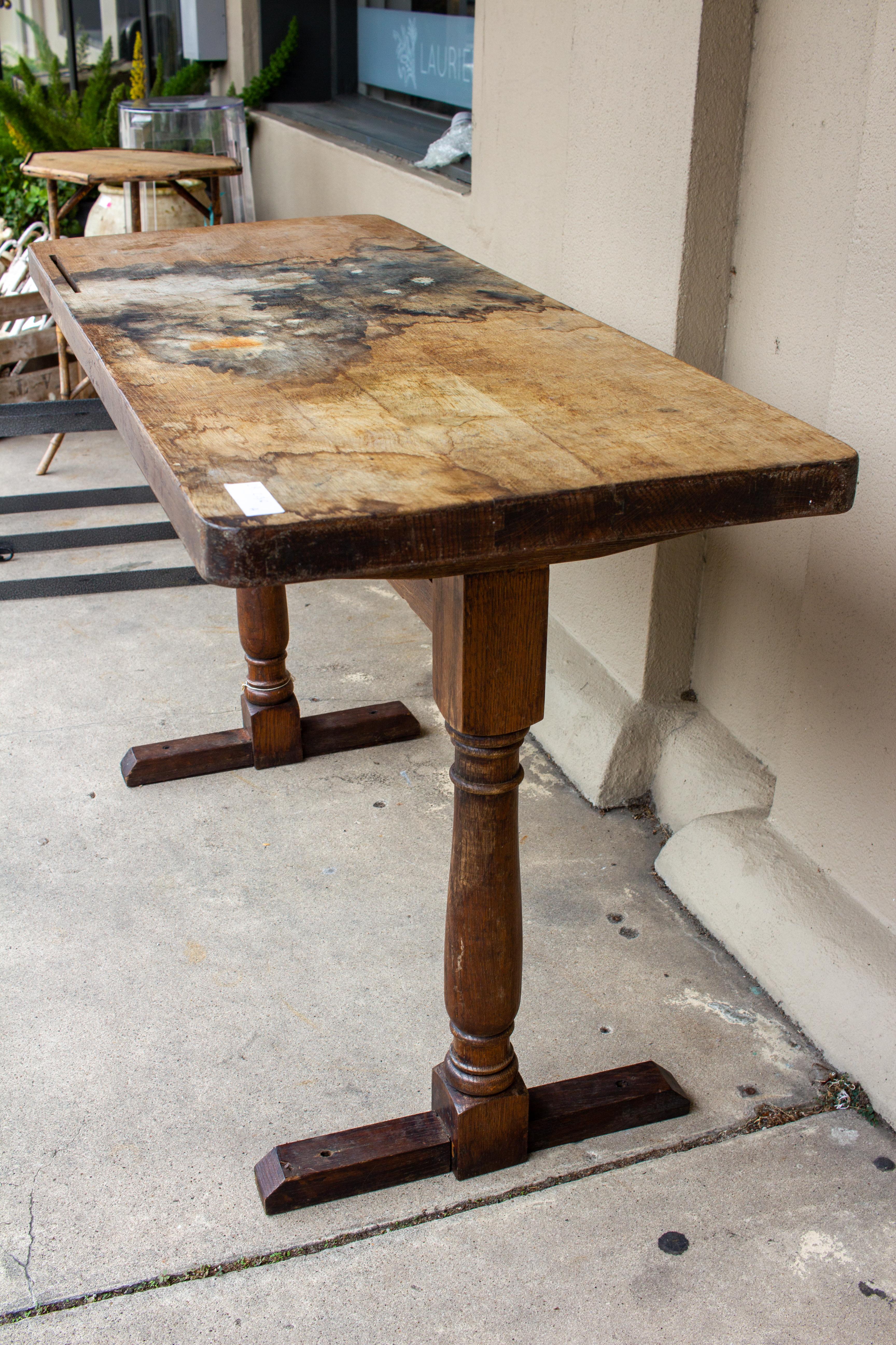 Early 20th Century Antique French Distressed Wood Console Table