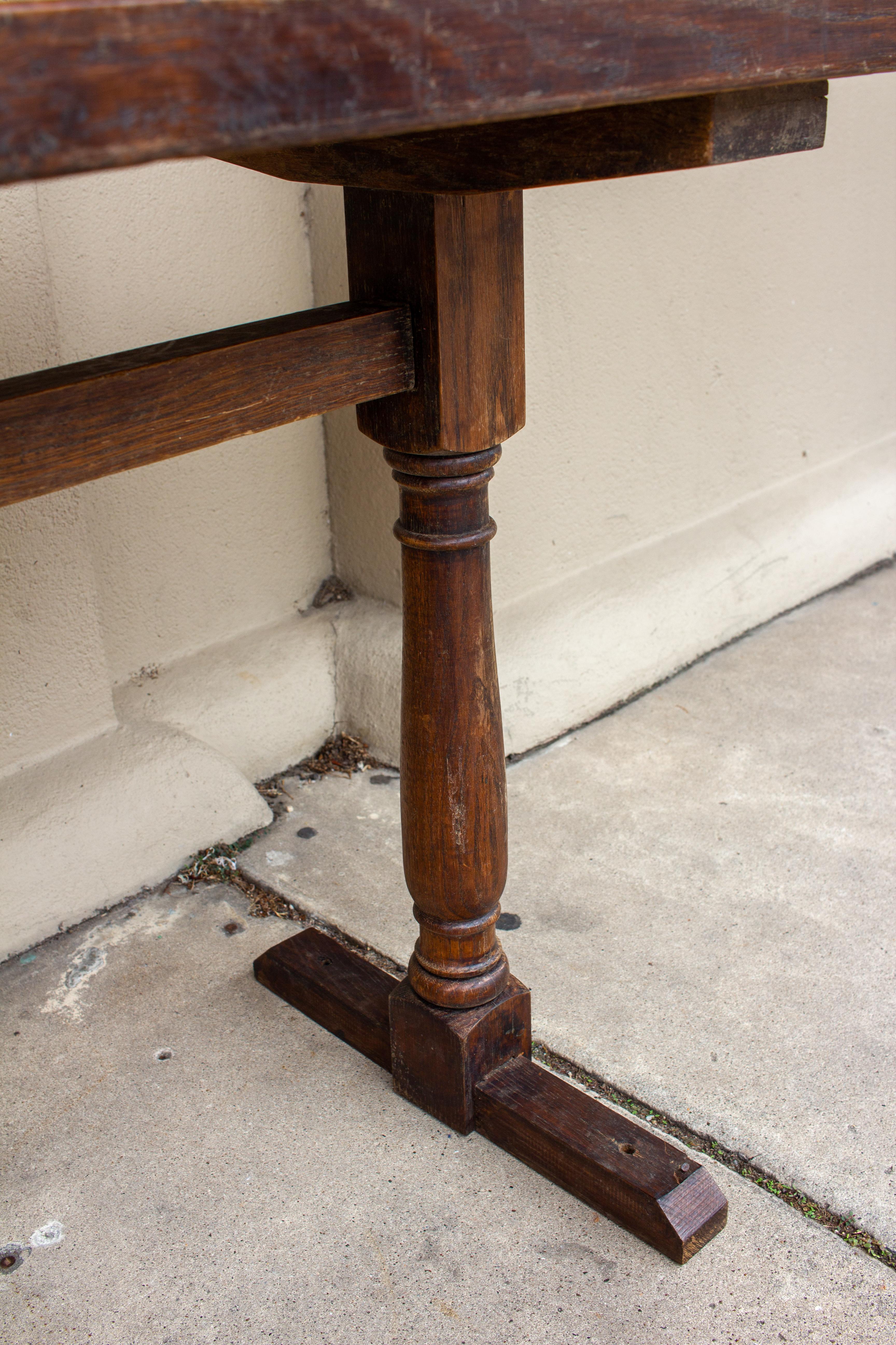 Antique French Distressed Wood Console Table 2