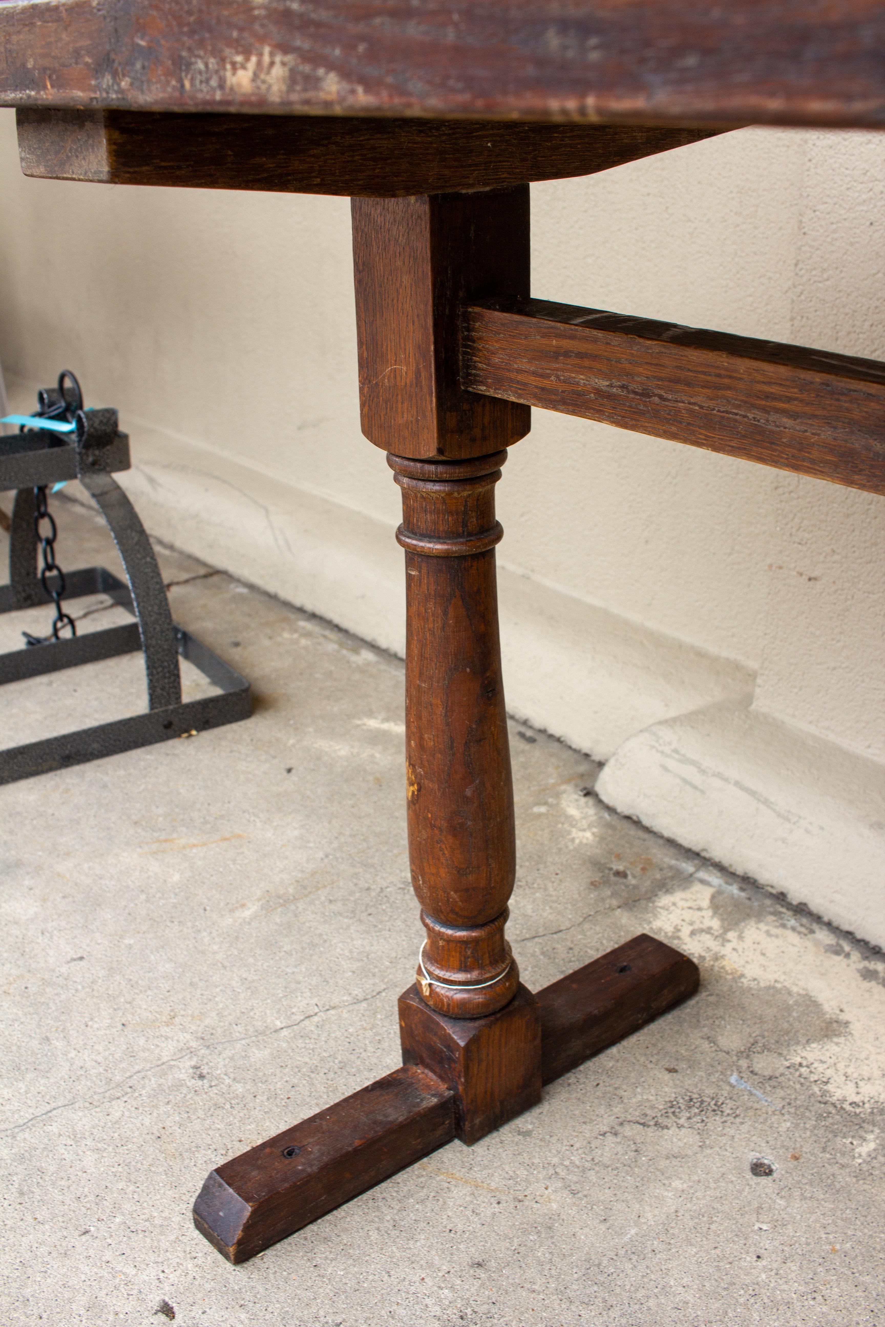 Antique French Distressed Wood Console Table 3