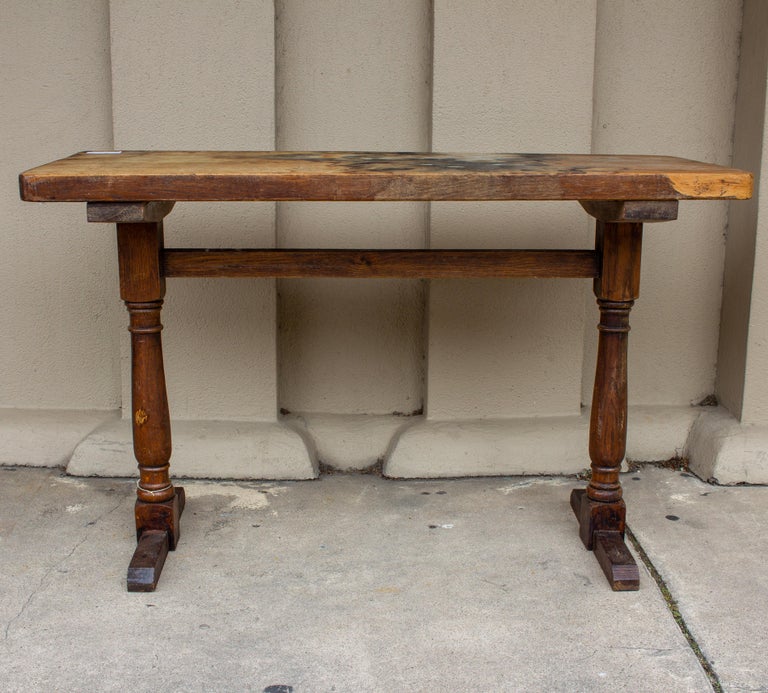 Antique French Distressed Wood Console Table at 1stDibs