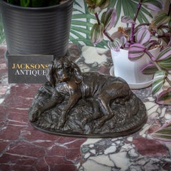 Antique French Dog Bronze Sculpture by Emmanuel Fremiet