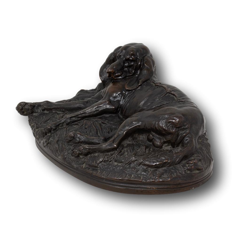 Antique French Dog Bronze Sculpture by Emmanuel Fremiet In Good Condition In Newark, England