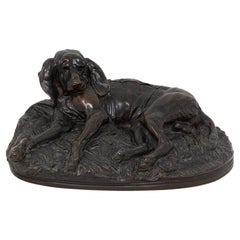 Antique French Dog Bronze Sculpture by Emmanuel Fremiet