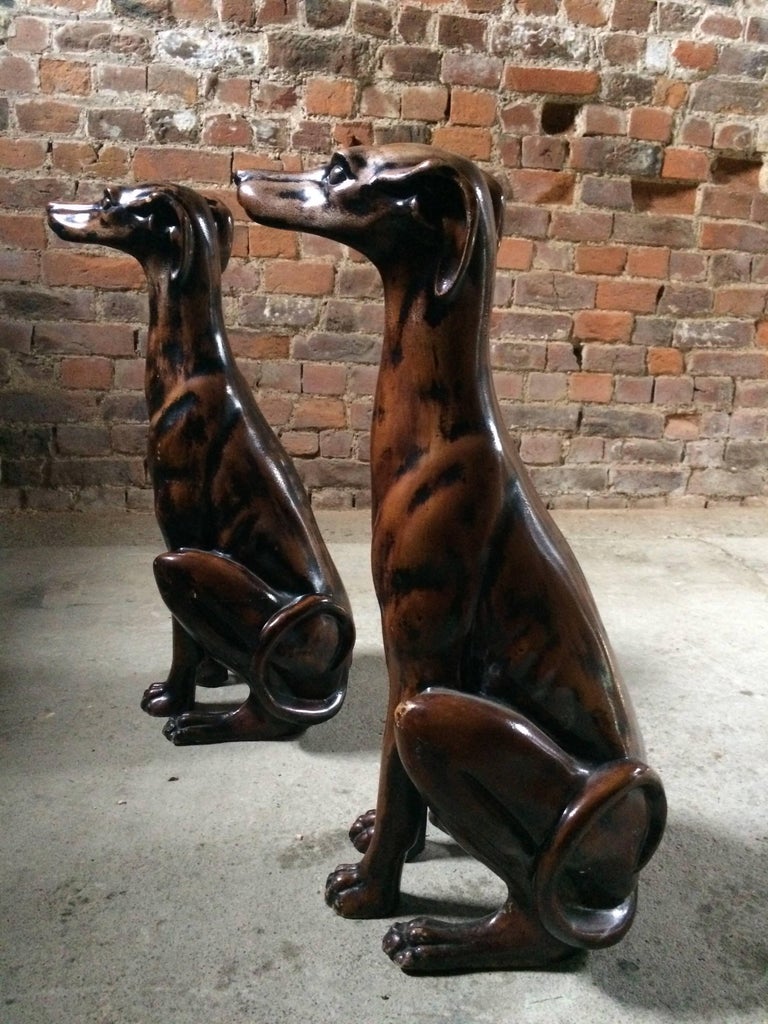 Antique French Dog Statues Pair Painted Plaster, Early 20th Century at 1stDibs plaster dog