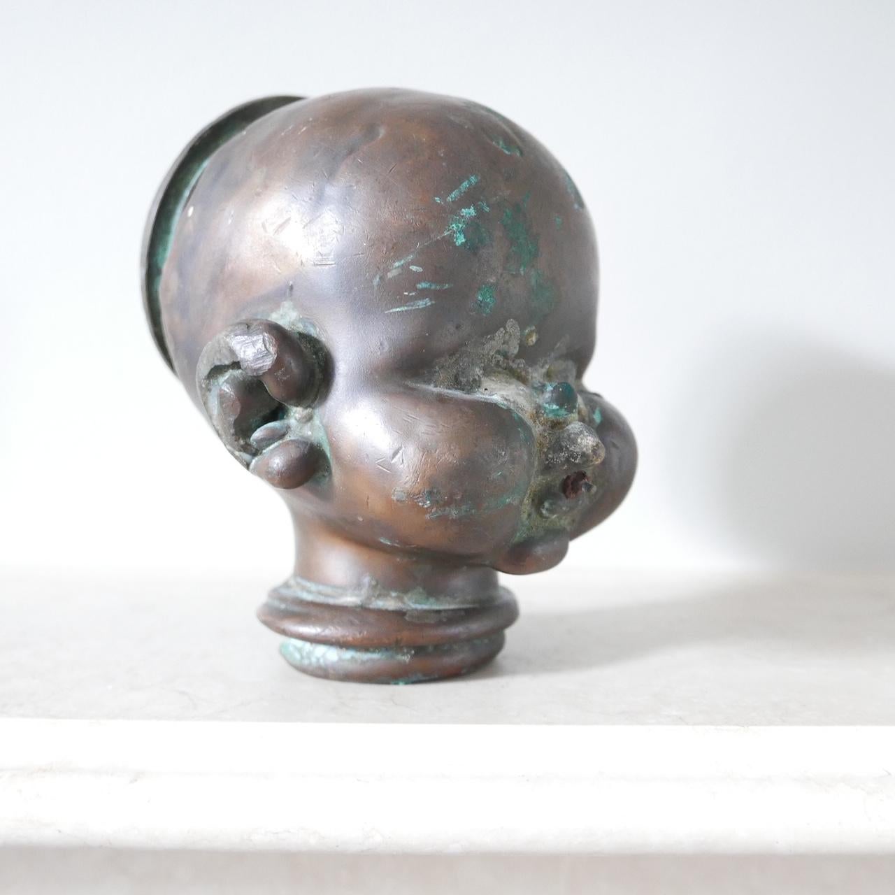 Copper Antique French Doll Mold For Sale