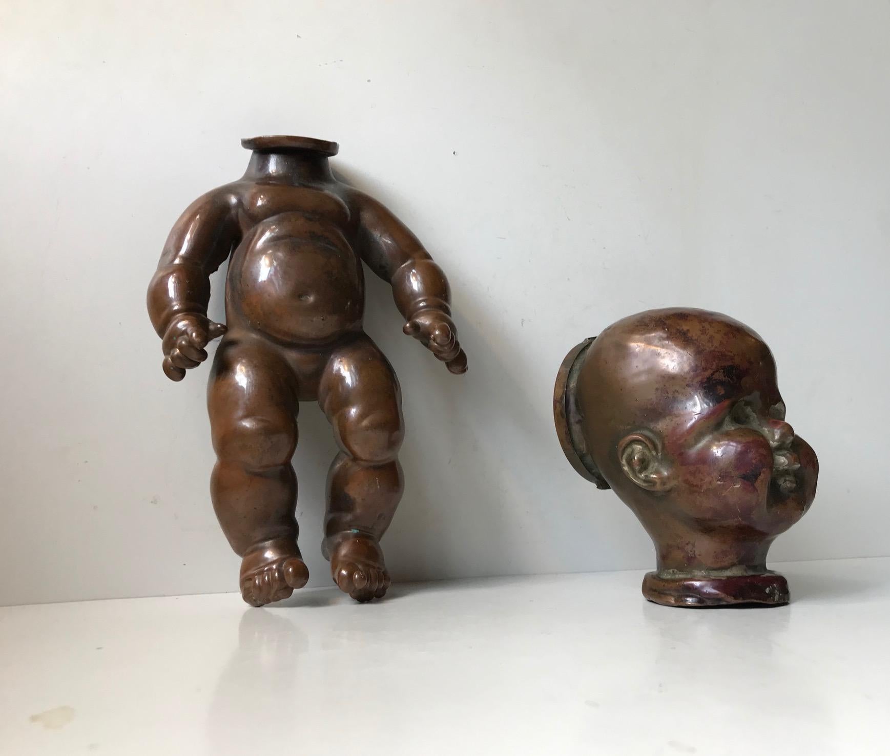 Antike französische Puppenform aus Kupfer:: 1910er Jahre (Europäisch) im Angebot