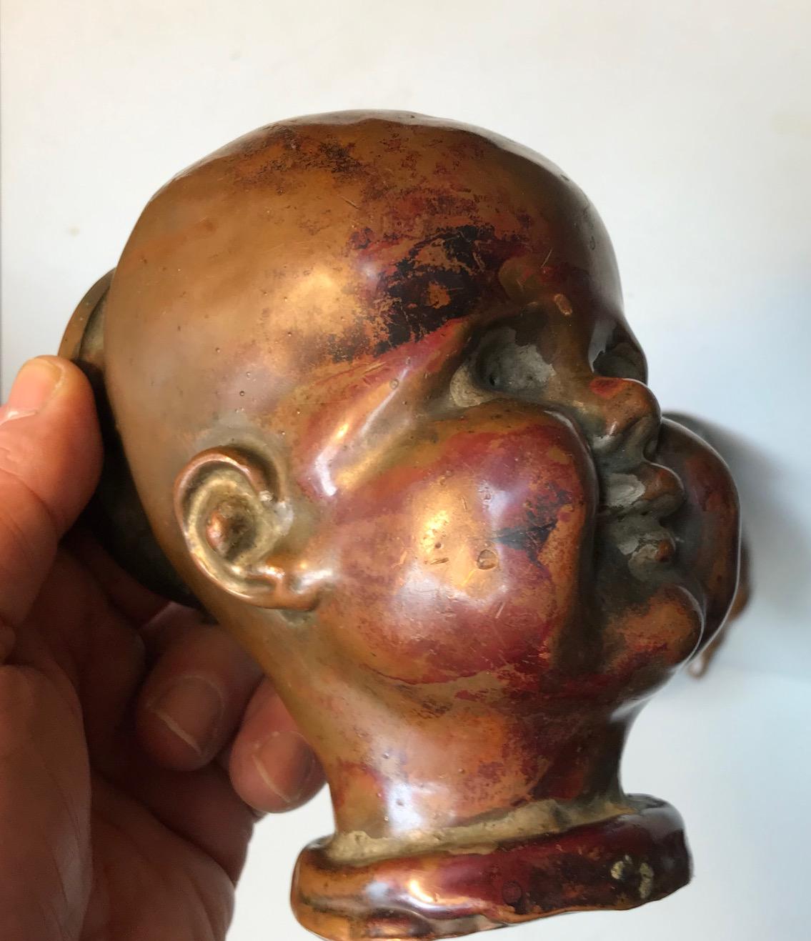 Arts and Crafts Antique French Doll Mold in Copper, 1910s For Sale