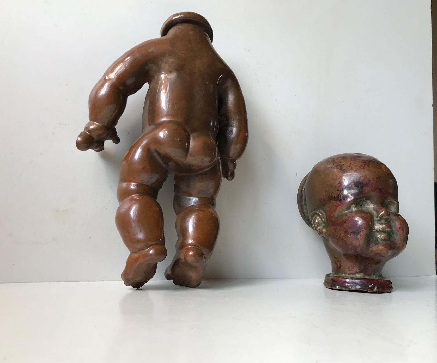 Antike französische Puppenform aus Kupfer:: 1910er Jahre im Angebot 3