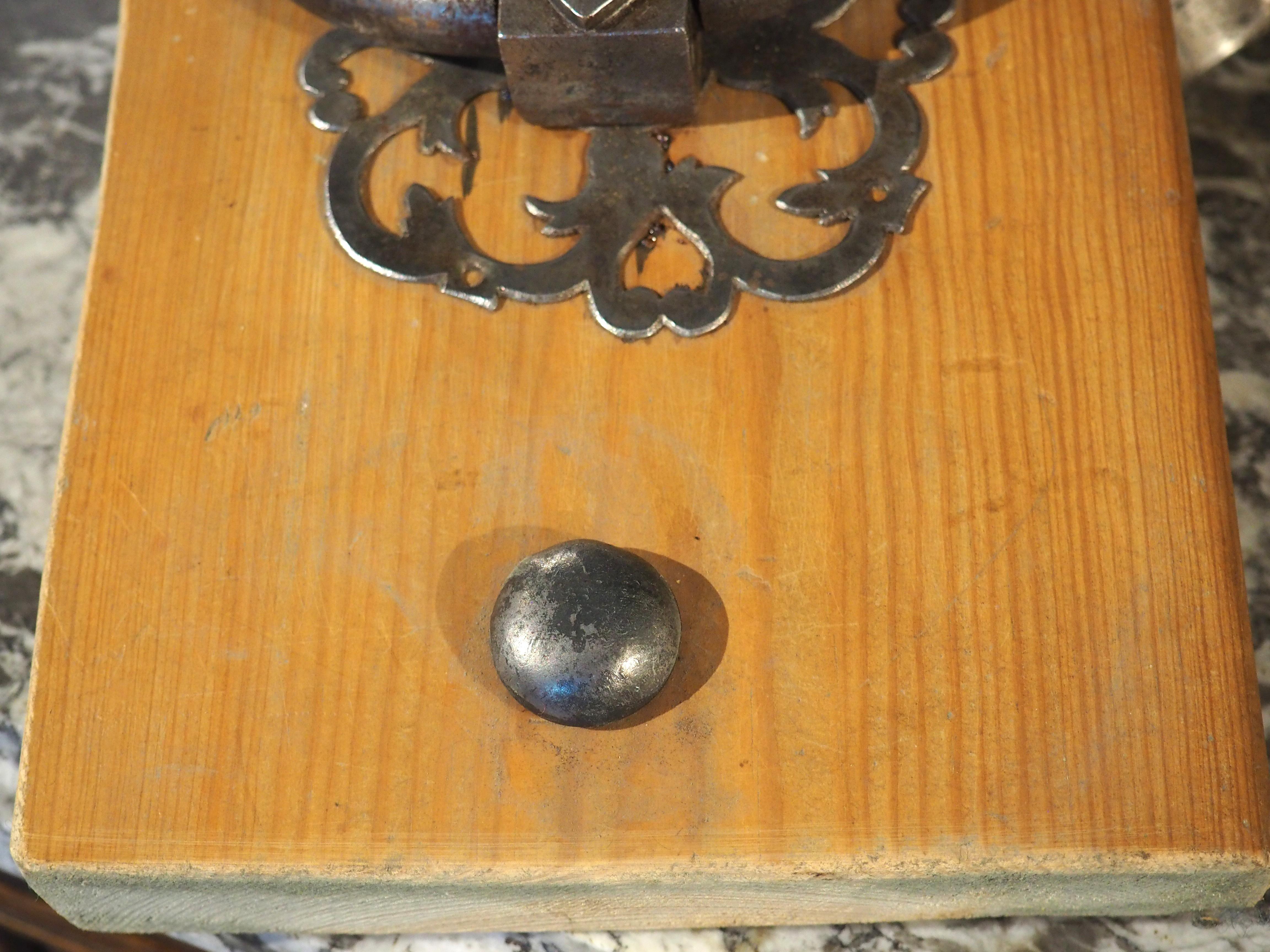 Metal Antique French Door Knocker Pull With Pierced Backplate For Sale