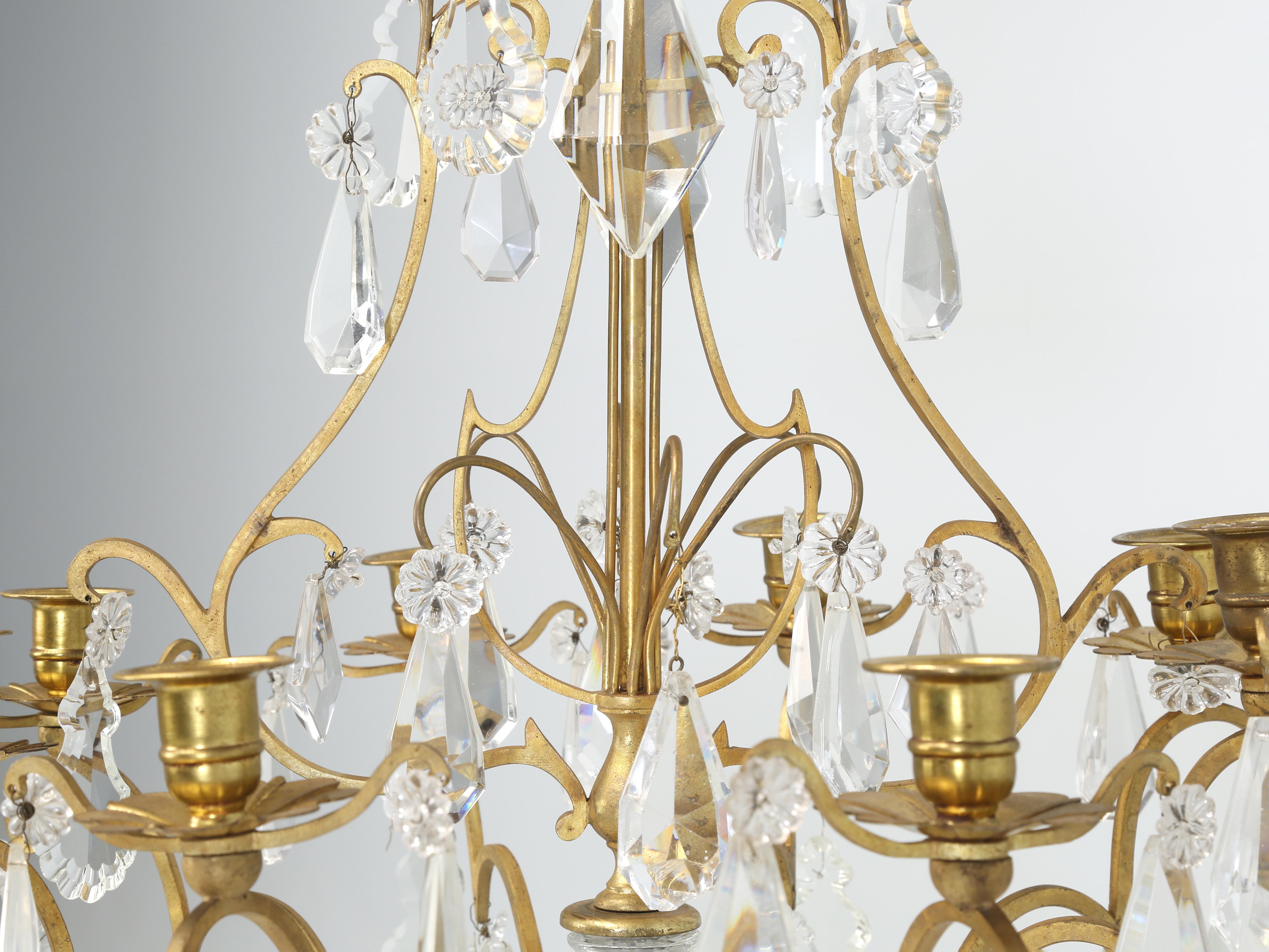 Gold Antique French Doré Bronze Exquisite Chandelier Set Up for Candles Mid-1800s  For Sale