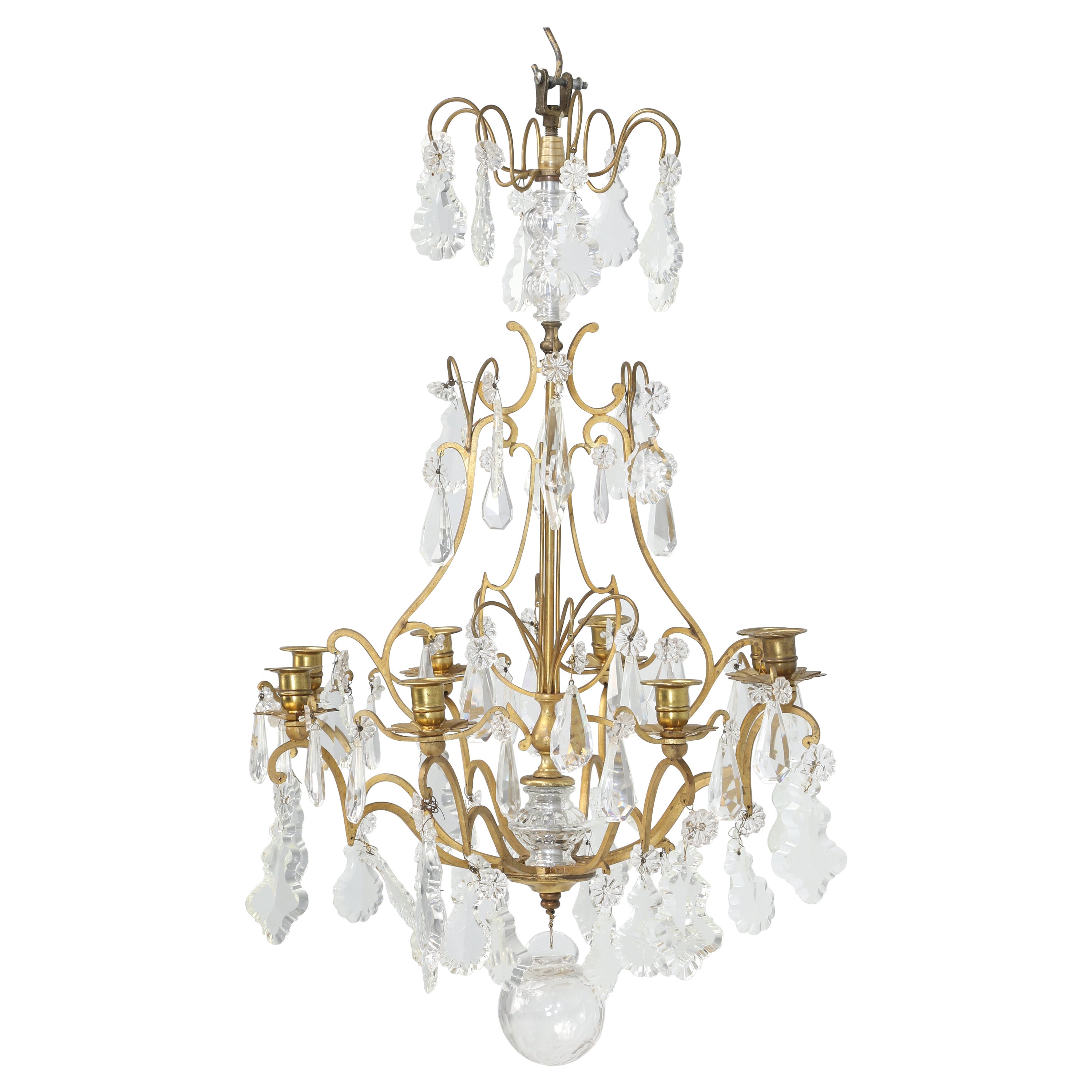 Lustre à bougies en bronze doré d'époque française, milieu des années 1800 en vente
