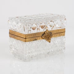 Antique French Dore Bronze Mounted Cut Crystal Baccarat Jewelry Box