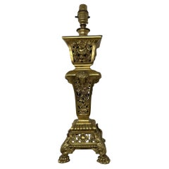 Antique French Doré Bronze Neoclassico Ormolu Gilt Lampada da tavolo elettrica