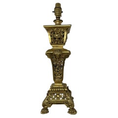 Antique French Doré Bronze Neoclassico Ormolu Gilt Lampada da tavolo elettrica
